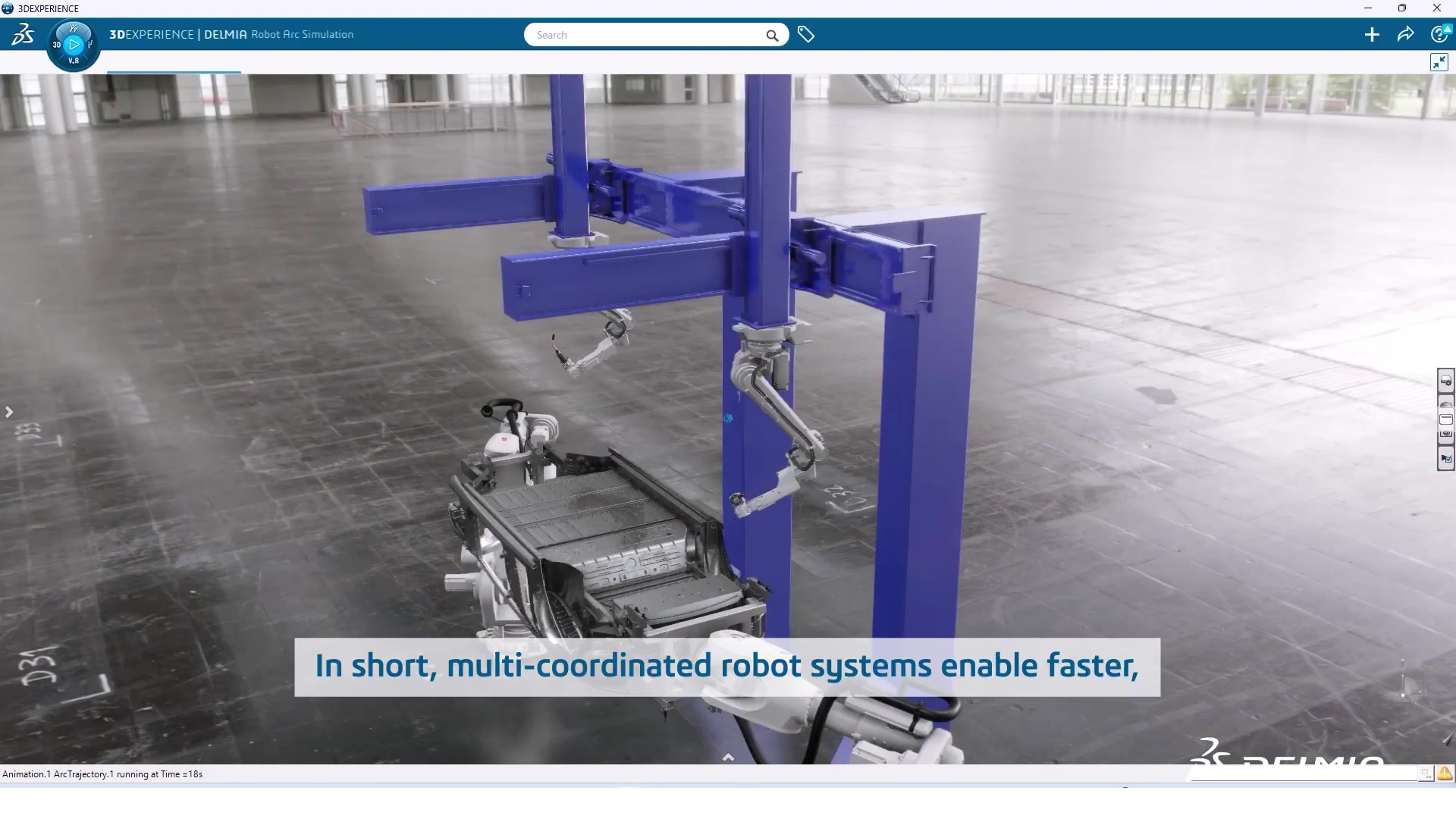 DELMIA arc welding robot simulation in industrial facility
