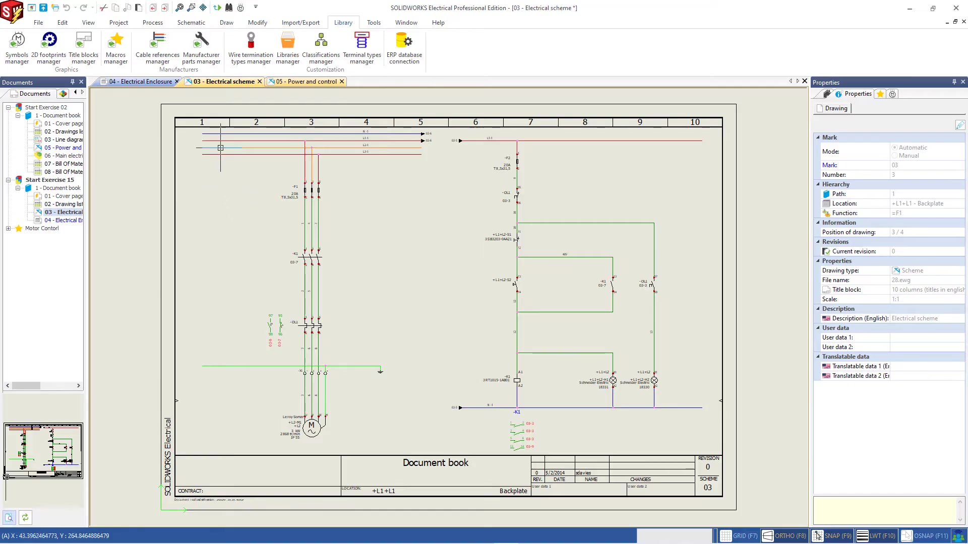 SOLIDWORKS Electrical schematic editor with IEC-compliant wiring diagram and component library