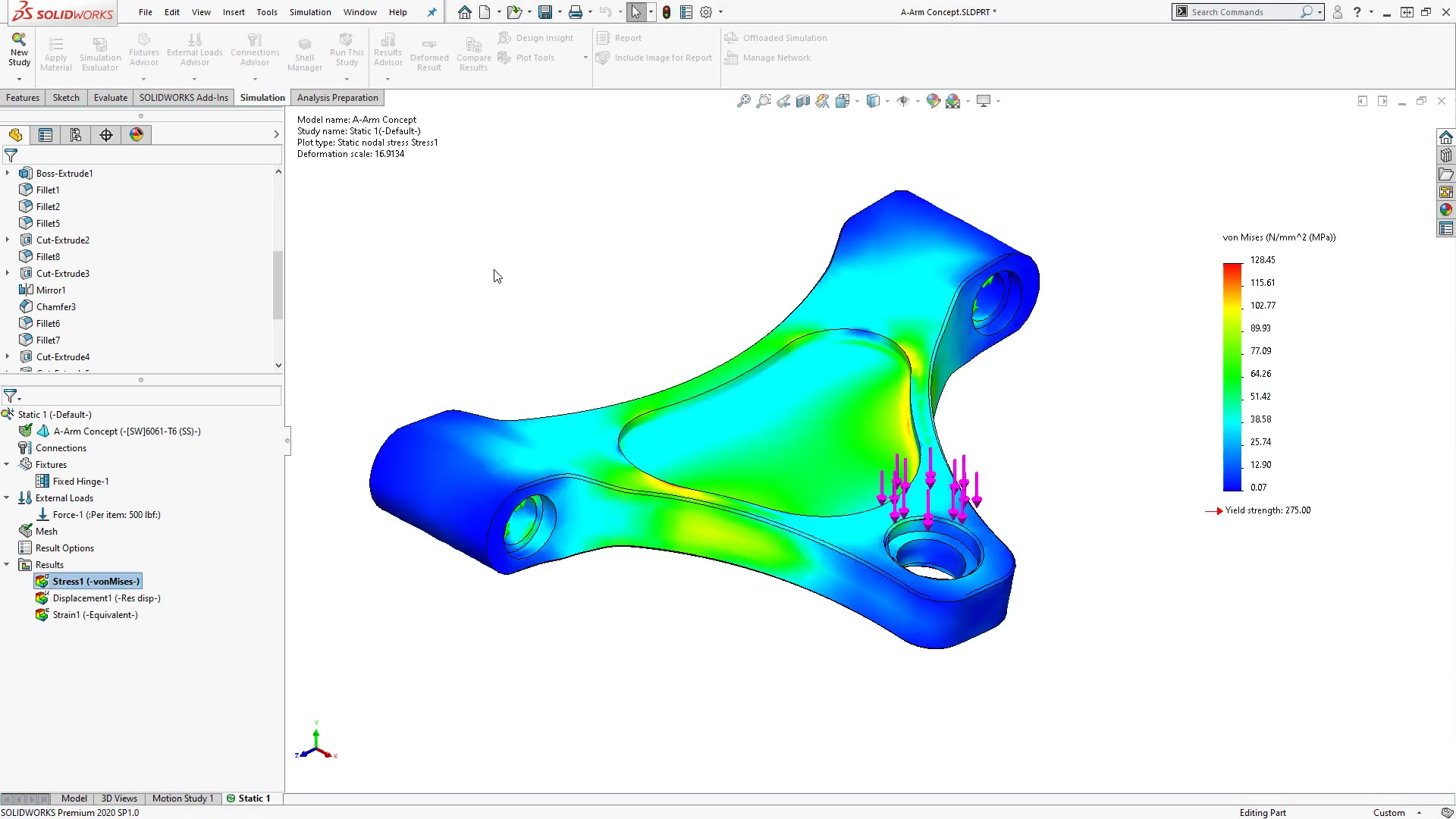SOLIDWORKS Simulation FEA stress analysis